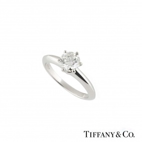 Tiffany & Co. Round Brilliant Cut Diamond Ring in Platinum 0.92ct I/VS1